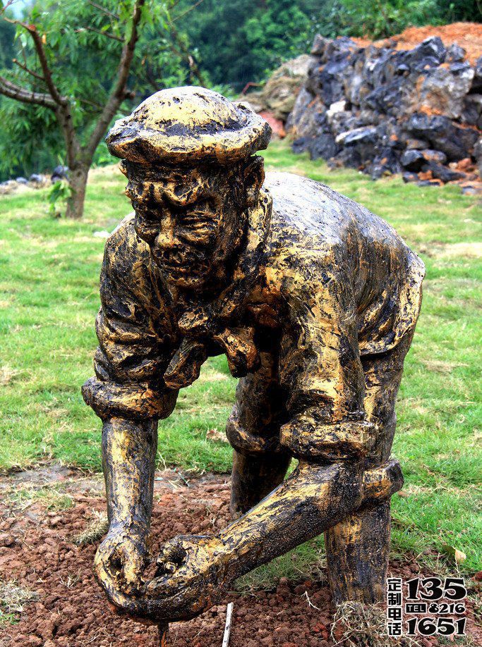 農耕插秧的農民小品玻璃鋼仿銅人物雕塑 農耕插秧的農民小品玻璃鋼仿銅人物雕塑