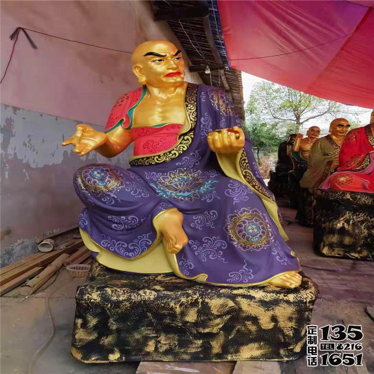 寺廟玻璃鋼彩繪大型景觀十八羅漢雕塑 寺廟玻璃鋼彩繪大型景觀十八羅漢雕塑