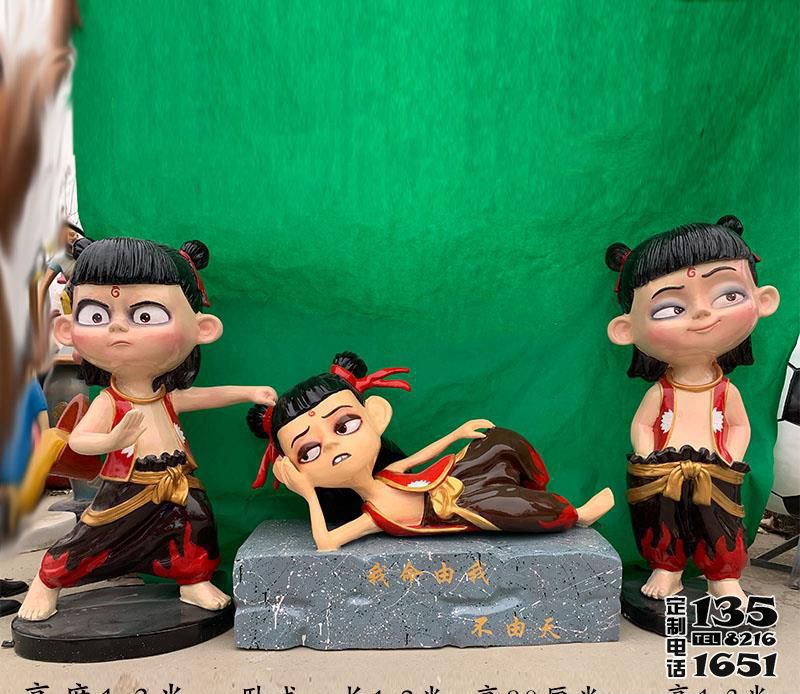 玻璃鋼公園游樂場(chǎng)卡通哪吒雕塑